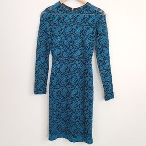 Cocktail Holiday Party Lace Overlay Fitted Sheath Black Size S Dress Bodycon